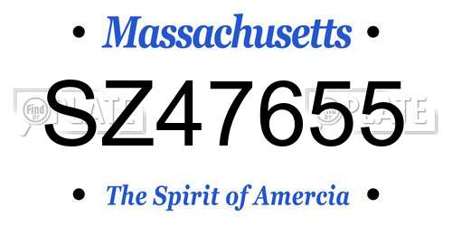 SZ47655 Massachusetts License Plate