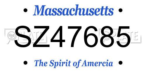 SZ47685 Massachusetts License Plate