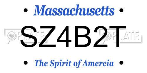 SZ4B2T Massachusetts License Plate