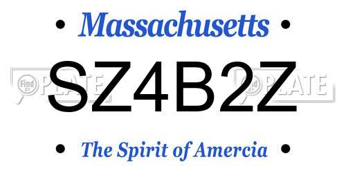 SZ4B2Z Massachusetts License Plate