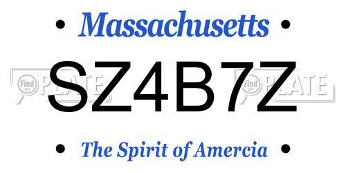 SZ4B7Z Massachusetts License Plate
