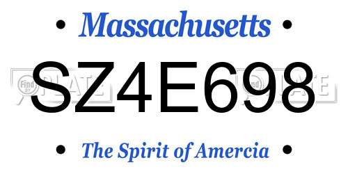 SZ4E698 Massachusetts License Plate