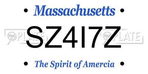 SZ4I7Z Massachusetts License Plate