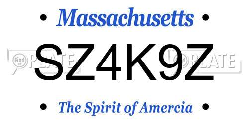 SZ4K9Z Massachusetts License Plate