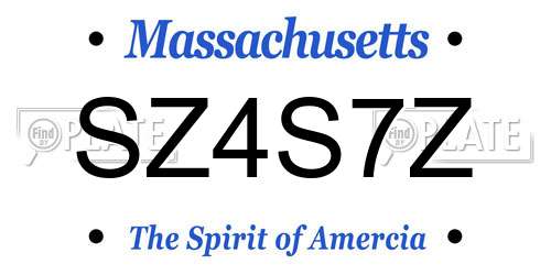 SZ4S7Z Massachusetts License Plate
