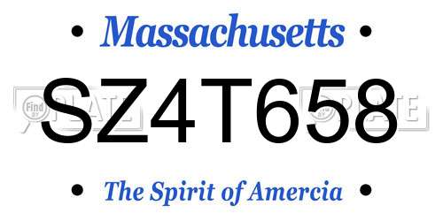 SZ4T658 Massachusetts License Plate