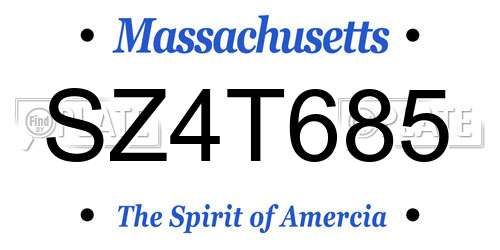 SZ4T685 Massachusetts License Plate