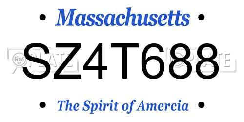 SZ4T688 Massachusetts License Plate