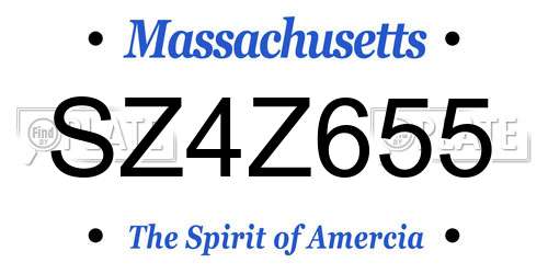 SZ4Z655 Massachusetts License Plate