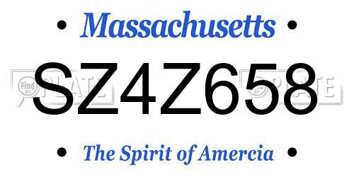 SZ4Z658 Massachusetts License Plate
