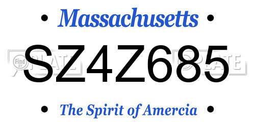 SZ4Z685 Massachusetts License Plate