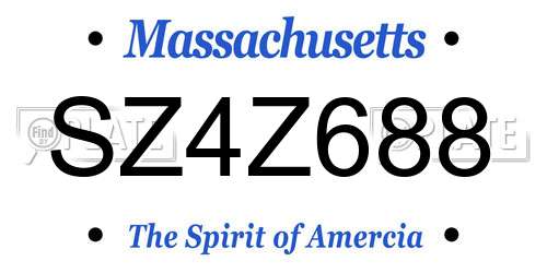 SZ4Z688 Massachusetts License Plate