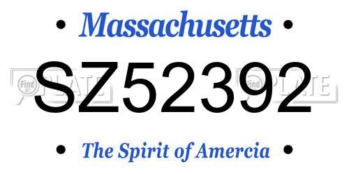 SZ52392 Massachusetts License Plate