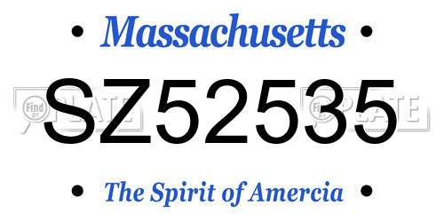 SZ52535 Massachusetts License Plate