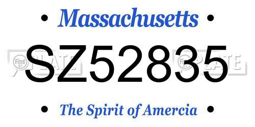 SZ52835 Massachusetts License Plate