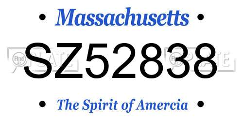 SZ52838 Massachusetts License Plate