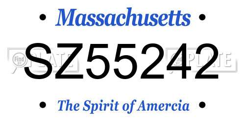 SZ55242 Massachusetts License Plate