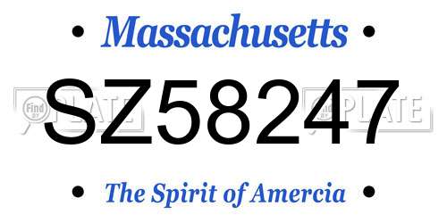 SZ58247 Massachusetts License Plate