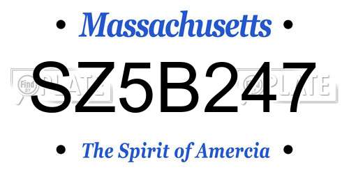 SZ5B247 Massachusetts License Plate