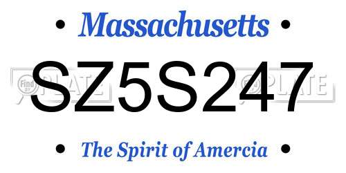 SZ5S247 Massachusetts License Plate
