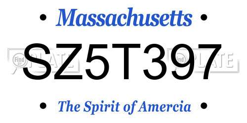 SZ5T397 Massachusetts License Plate