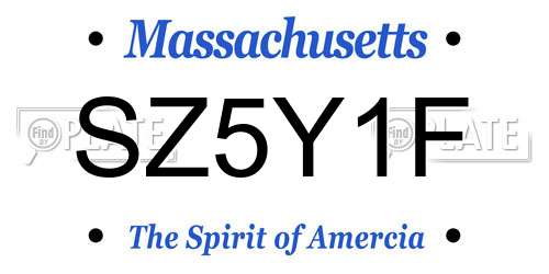 SZ5Y1F Massachusetts License Plate