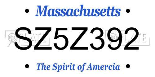 SZ5Z392 Massachusetts License Plate