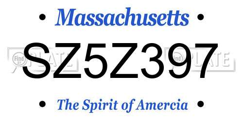 SZ5Z397 Massachusetts License Plate