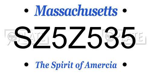SZ5Z535 Massachusetts License Plate