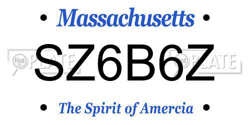 SZ6B6Z Massachusetts License Plate