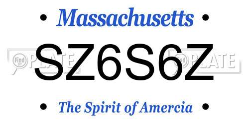 SZ6S6Z Massachusetts License Plate
