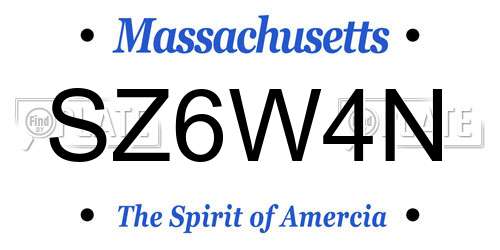 SZ6W4N Massachusetts License Plate