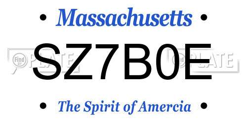 SZ7B0E Massachusetts License Plate