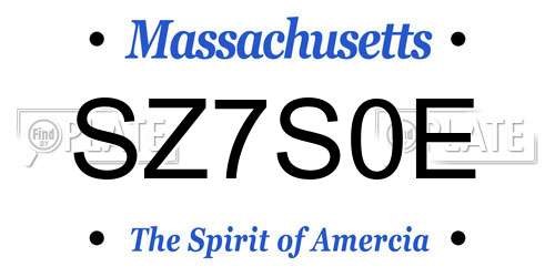 SZ7S0E Massachusetts License Plate