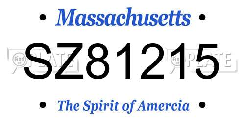 SZ81215 Massachusetts License Plate