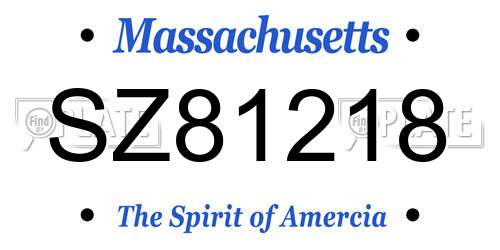 SZ81218 Massachusetts License Plate