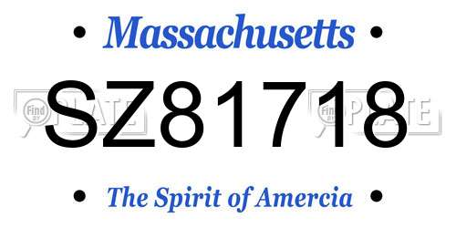 SZ81718 Massachusetts License Plate