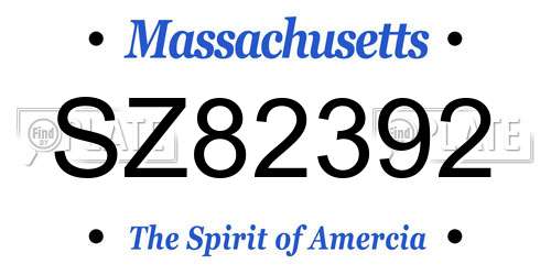 SZ82392 Massachusetts License Plate