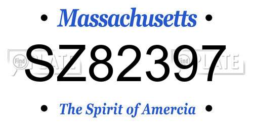 SZ82397 Massachusetts License Plate