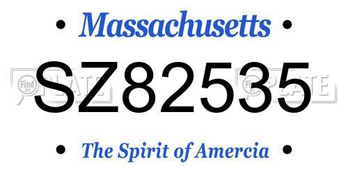 SZ82535 Massachusetts License Plate