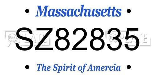 SZ82835 Massachusetts License Plate