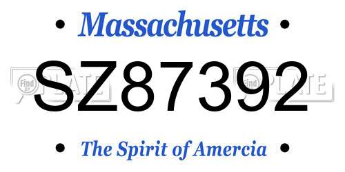 SZ87392 Massachusetts License Plate