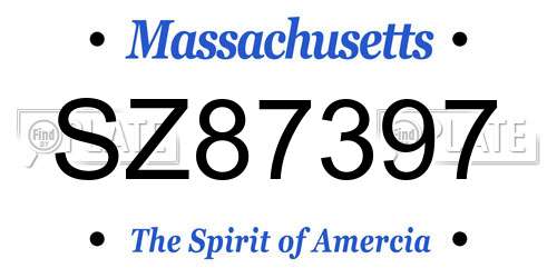 SZ87397 Massachusetts License Plate