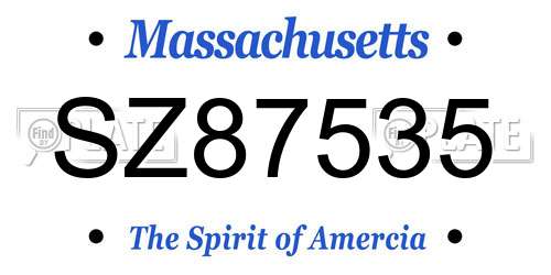 SZ87535 Massachusetts License Plate