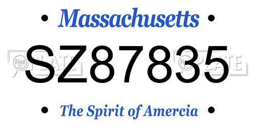 SZ87835 Massachusetts License Plate