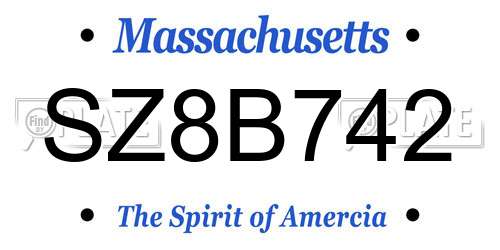 SZ8B742 Massachusetts License Plate