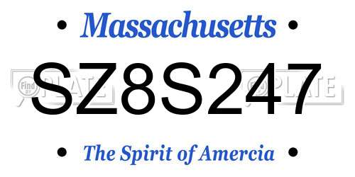 SZ8S247 Massachusetts License Plate