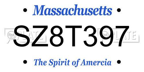 SZ8T397 Massachusetts License Plate