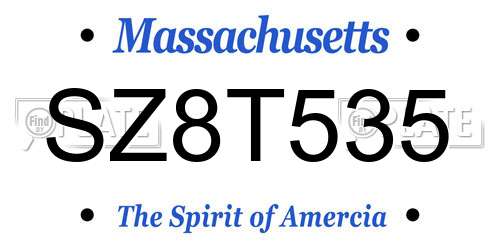 SZ8T535 Massachusetts License Plate