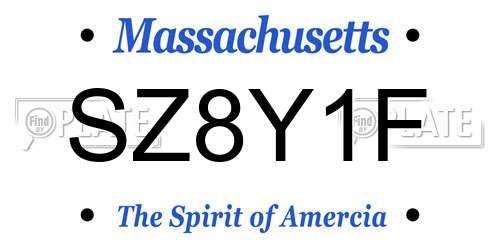 SZ8Y1F Massachusetts License Plate